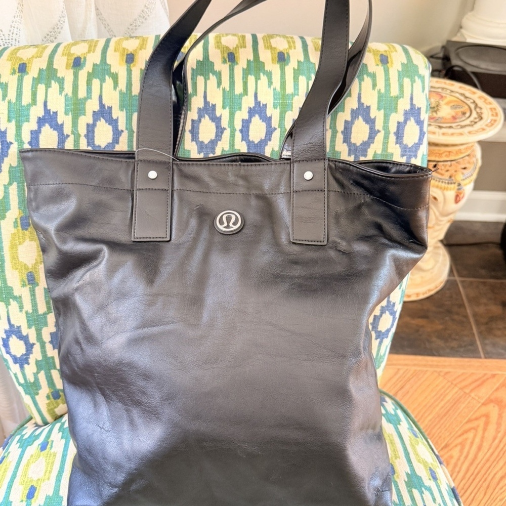 Lululemon Black Faux Leather Dream Big Tote